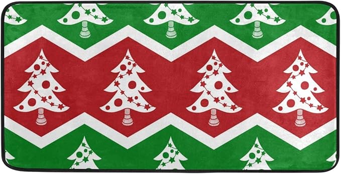 Mnsruu - Alfombra de cocina, diseño de árbol de Navidad, color rojo y