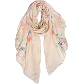 GERINLY Lightweight Scarves Fashion Flowers Print Women Cotton Wrap Scarf Head Shawl Winter Gift