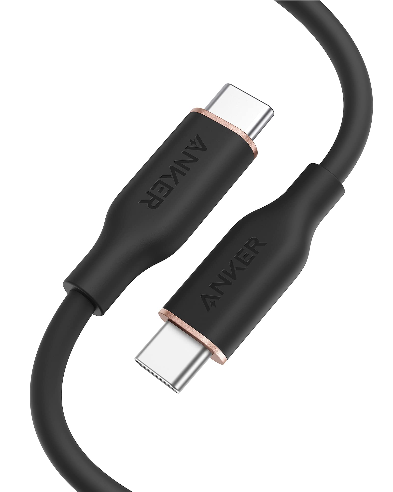 Anker PowerLine III Flow USB-C & USB-C ケーブル Anker絡まないケーブル 240W 結束バンド付き USB PD対応 シリコン素材採用 iPhone 16 / 15 Galaxy iPad Pro MacBook Pro/Air 各種対応 (0.9m ミッドナイトブラック)商品画像