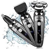 ELEHOT Electric Shaver Razor Wet & Dry 3 in 1 Waterproof Rotary Floating Heads -Gray