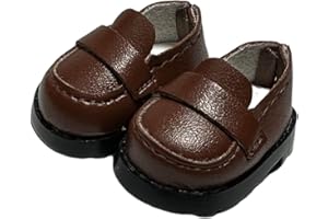 QIXINGWISE Doll Shoes for 17cm Doll, Mini PU Leather Loafers for 6.7 Inches Dolls, Fashion Doll Clothes & Outfit Accessories Replacement for 15cm 17cm Doll (1 Pair - Brown)