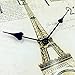 Hippih Silent Round Wall Clocks (12 Inches) Living Room Decorative Vintage/Country/French Style Wooden Clock (Square-Eiffel)