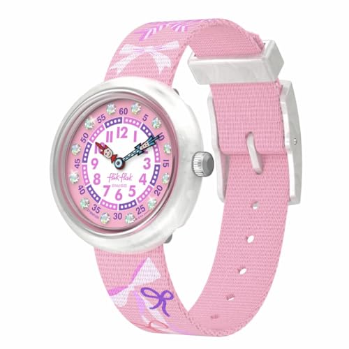 Flik Flak Girl Kids Watch Casual Pink Bio-sourced Quartz Waterproof Pick A Bow