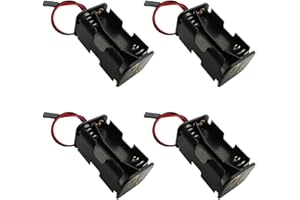 Haldzemo 4 Cell 1.5V AA Battery Holder Plastic Case Box 9V with 2P JR Connector Terminal 14cm Black Red Wire Leads (4 Pack)