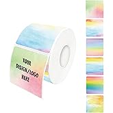 Yeachlaing 2"x2" Rainbow Square Thermal Label Stickers,Self-Adhesive Square Direct Thermal Labels,500 Sheets with Perforation Line in ROLL