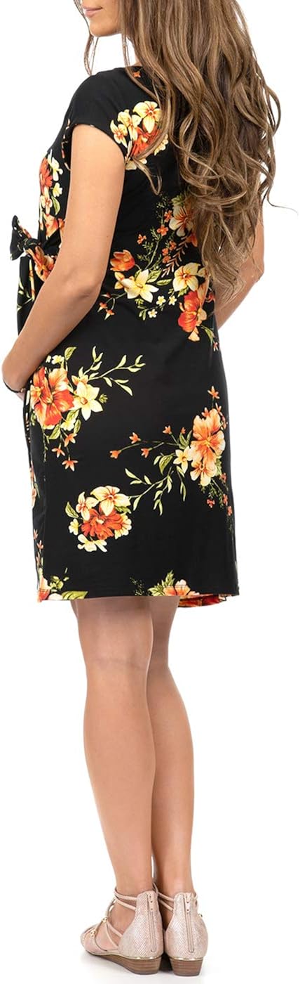 Mother Bee Maternity Women's Maternity Side Ruched Dress with Belt at  Women’s Clothing store