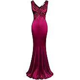 MUXXN Women's 1950s Vintage Sleeveless Ruffle V Neck Mermaid Hem Cocktail Evening Gowns Dresses
