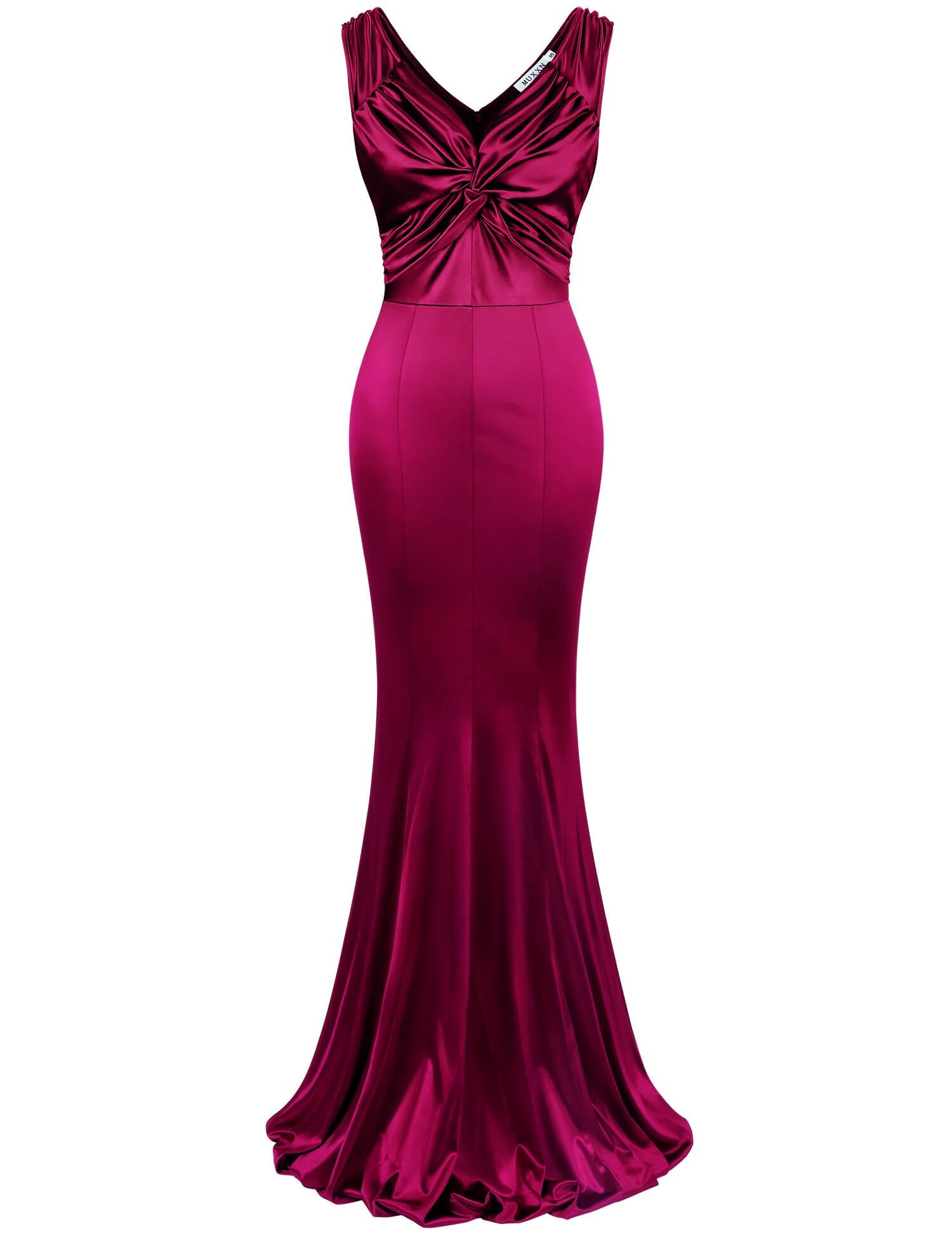 MUXXN Burgundy Dress for Women Wedding Guest 50s Style Retro Sleeveless