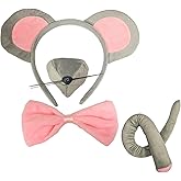 Higoala Mouse Ears Headband Costume Accessories Set Nose Tail and Bowtie Animal Kit Party Cosplay Dress Up for Halloween Party