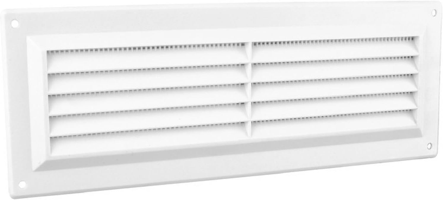 9" x 3" White Plastic Louvre Air Vent Grille with Flyscreen Cover