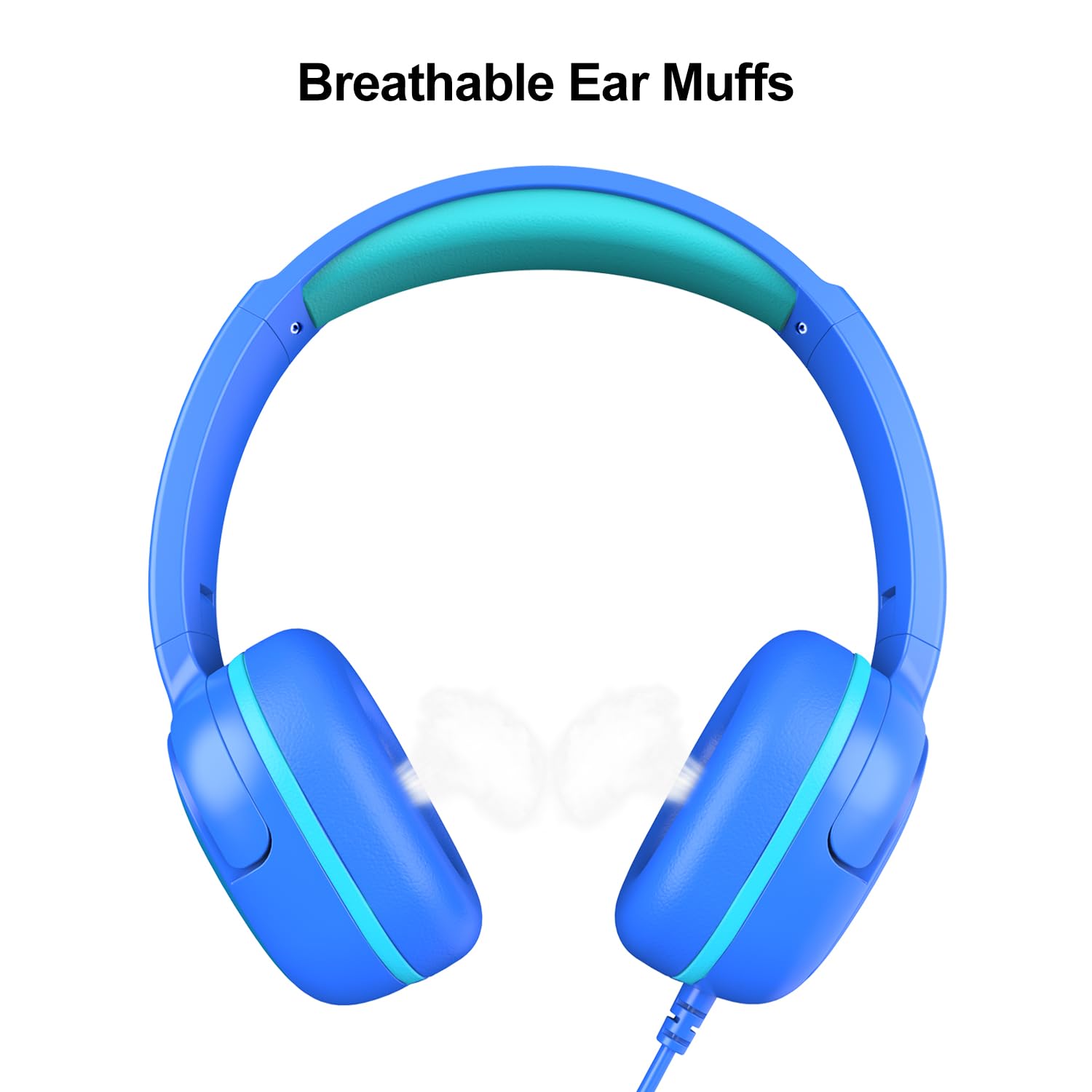 Kids Headphones for School, 3.5mm Jack Wired Headphones for Kids with Safe Volume Limiter, HD Stereo Sound On-Ear Girls Boys Toddler Headphone for Tablet, iPad, Kindle(Blue)