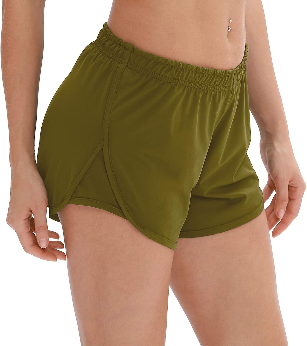 icyzone Workout Shorts Built-in Brief - Women's Gym Exercise Athletic Running Yoga Shorts: Clothing