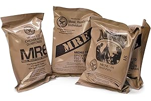 LEEVAX Meals Ready to Eat Surplus (Pack of 4) - MRE Emergency Food Rations w/Assorted Flavors for Camping, Survival & More - 2025 Package date or Better