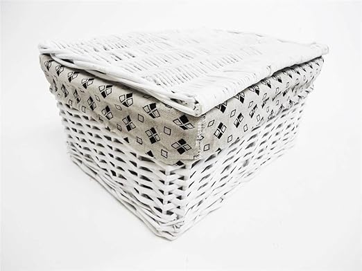 title=Cestino in vimini con coperchio, portaoggetti, per giocattoli, biancheria o