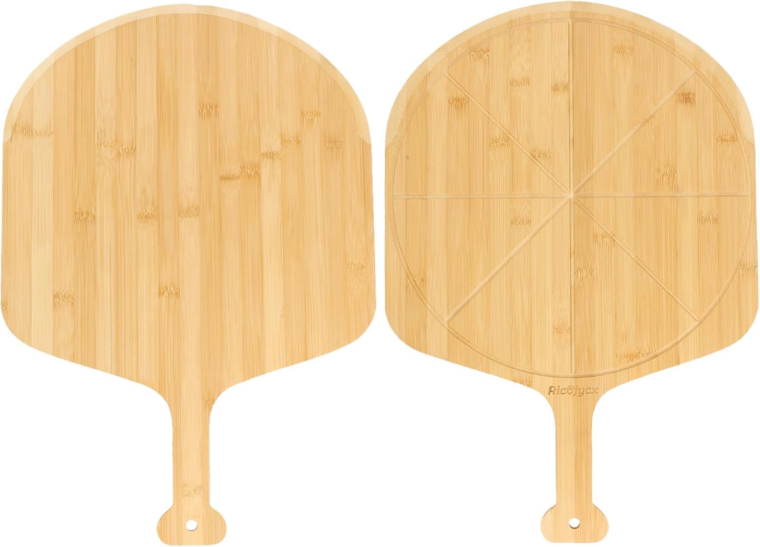 2Pack Pizza Board 16 inch with Grooves, Double-Sided Use Pizza Cutting Board with 8 Slice for Pizza, Bread, Cheese, Vegetable, Fruits