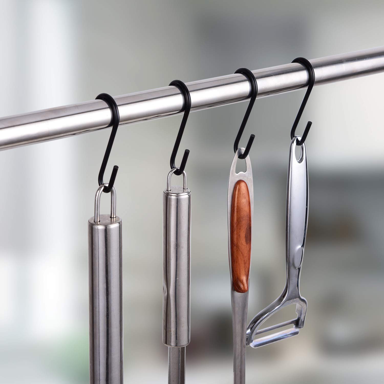 Demaxiya 36 Pack Heavy Duty S Hooks, Black S Shaped Hooks for Kitchen, Bathroom, Bedroom, and Office, Metal Steel Hanging Hangers Hooks for Kitchenware Spoons, Pans, Pots and More