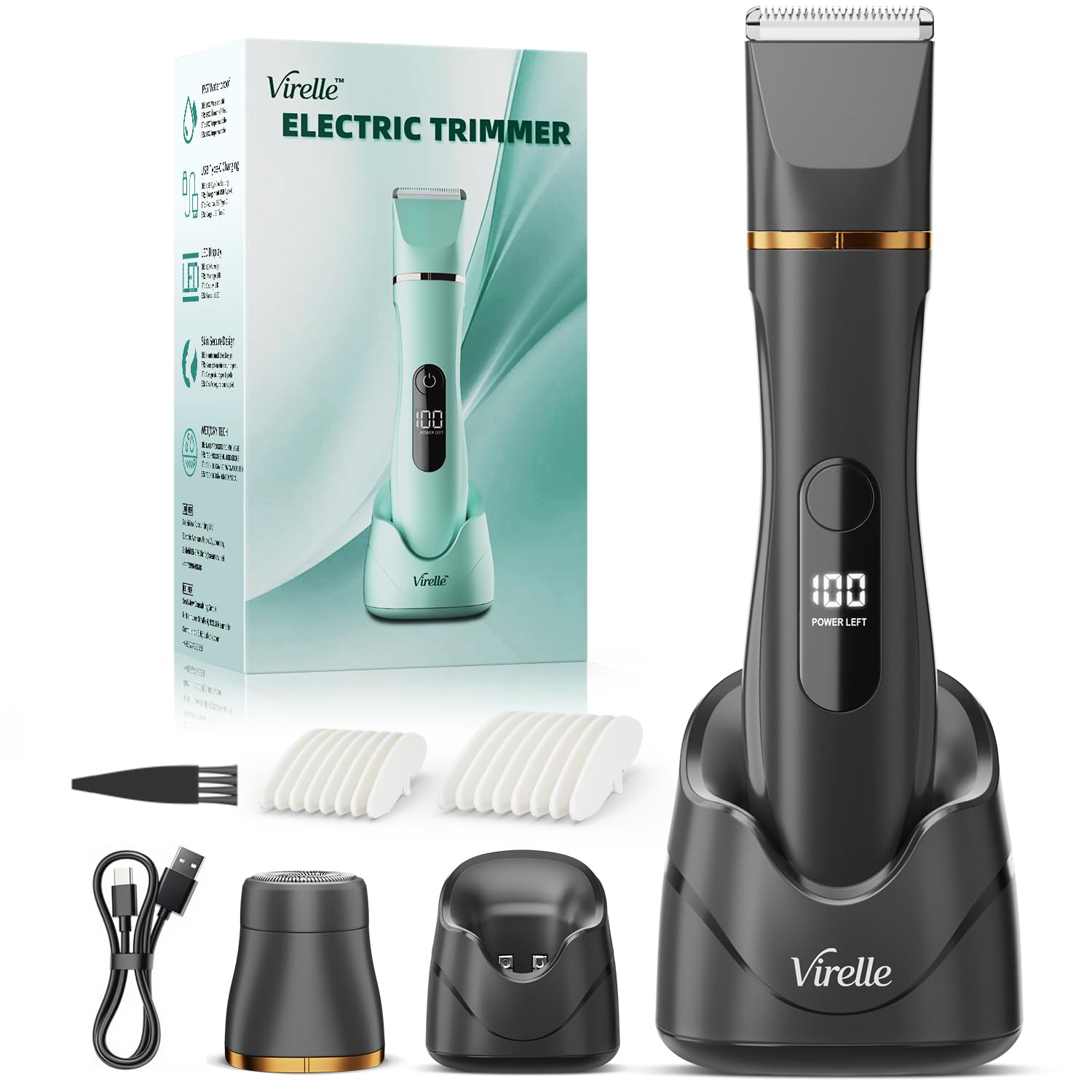 Photo 1 of Electric Razor Body Hair Trimmer for Men & Women, Waterproof Electric Foil Shaver for Face, Groin,Arm,Back,Legs & Chest, Wet/Dry Painless Groomer with Ceramic Blade, Travel Razors Gift for Him, Black