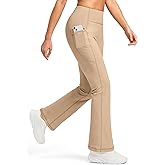 Jarvanv Women's Fleece Lined Pants with Pockets High Waist Thermal Flare Leggings Hiking Yoga Pants for Winter Cold Weather