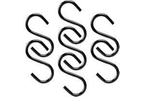 AUGHOA 100PCS 1 Inch S Hook, Mini S Hook for Displaying Keychains on Racks, S Shaped Small Hooks for Ornaments, DIY Crafts, Hardware Wooden Signs Planters, Black