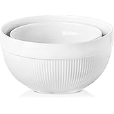 TEAKISS Ceramic Large Mixing Bowls for Kitchen, Set of 2 Big Serving Bowls for Cooking, Popcorn, Salad, Soup, Baking, Dough B