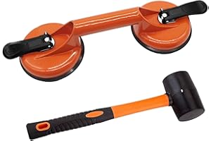 FCHO Floor Gap Fixer Tool for Laminate Floor Gap Repair Include Suction Cup and Mallet (Can't use on scraped surface floor)-Orange Kit