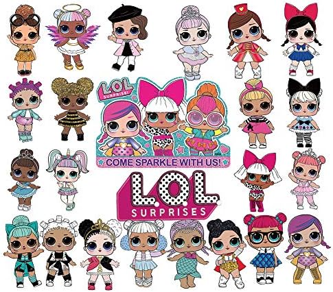 LOL 24pcs Cupcake Toppers Girls Topper Set, Decorations for 1st Birthday Theme Party