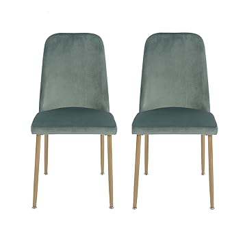 H J Wedoo 2er Set Esszimmerstuhle Samt Kissen Kuchentisch Stuhle Mit Holzernen Stabilen Metallbeine Fur Esszimmer Grau