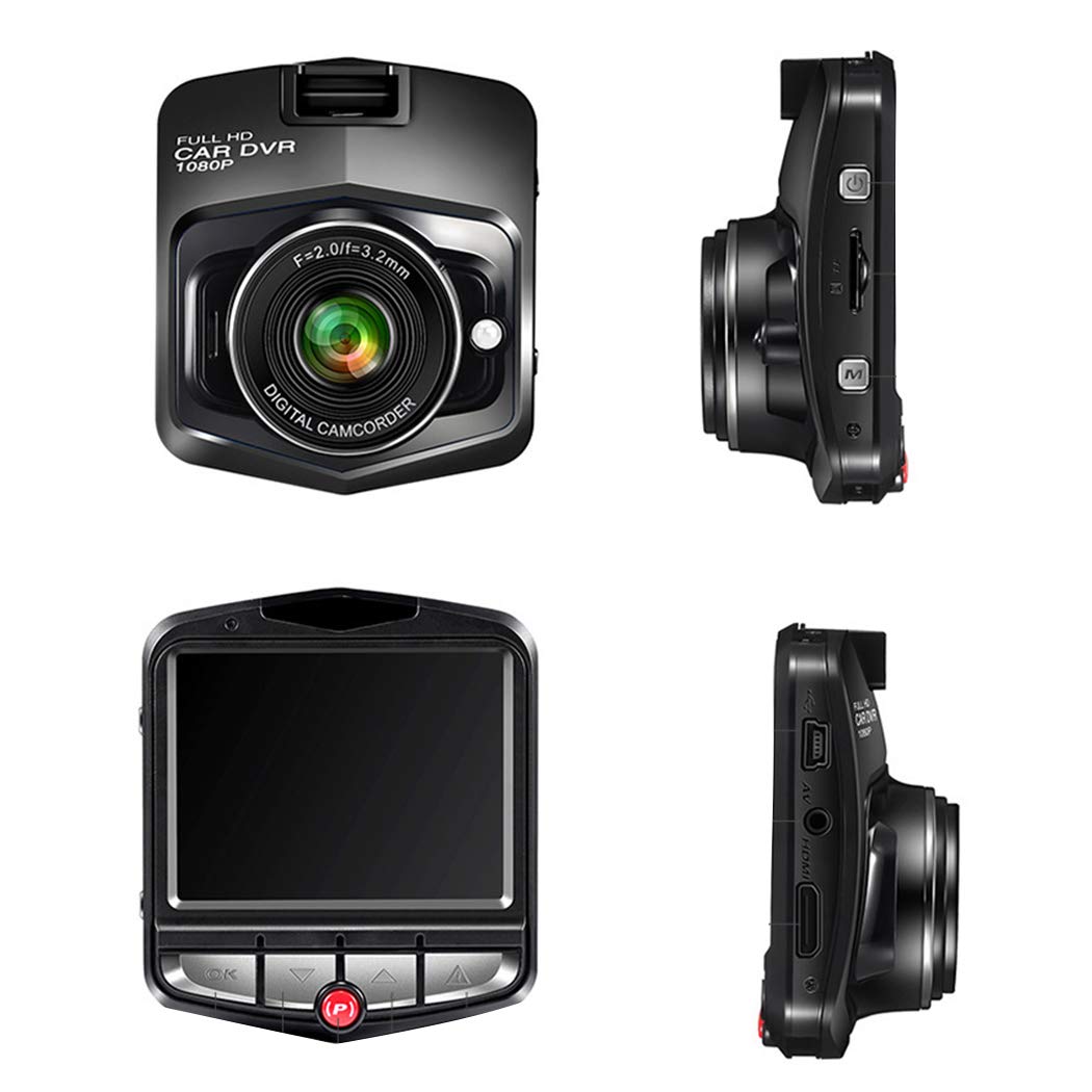 Mini Car 1080P Night Vision Dash Camera Car DVR 172 Degree Wide Angle Driving Recorder in-Visor Video (Black)