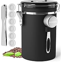 Airtight Coffee Canister, HAIOOU 22OZ Large Stainless Steel Coffee Bean Storage Container with Date Tracker, Measuring…