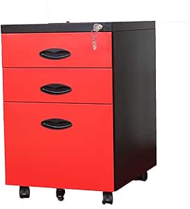 Archivador móvil de metal con 3 cajones de almacenamiento con cerradura