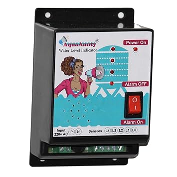 IoTfiers Water Level Indicator with Musical ABS Alarm on Tank Full (5 SS Sensors Included) - Small, Black