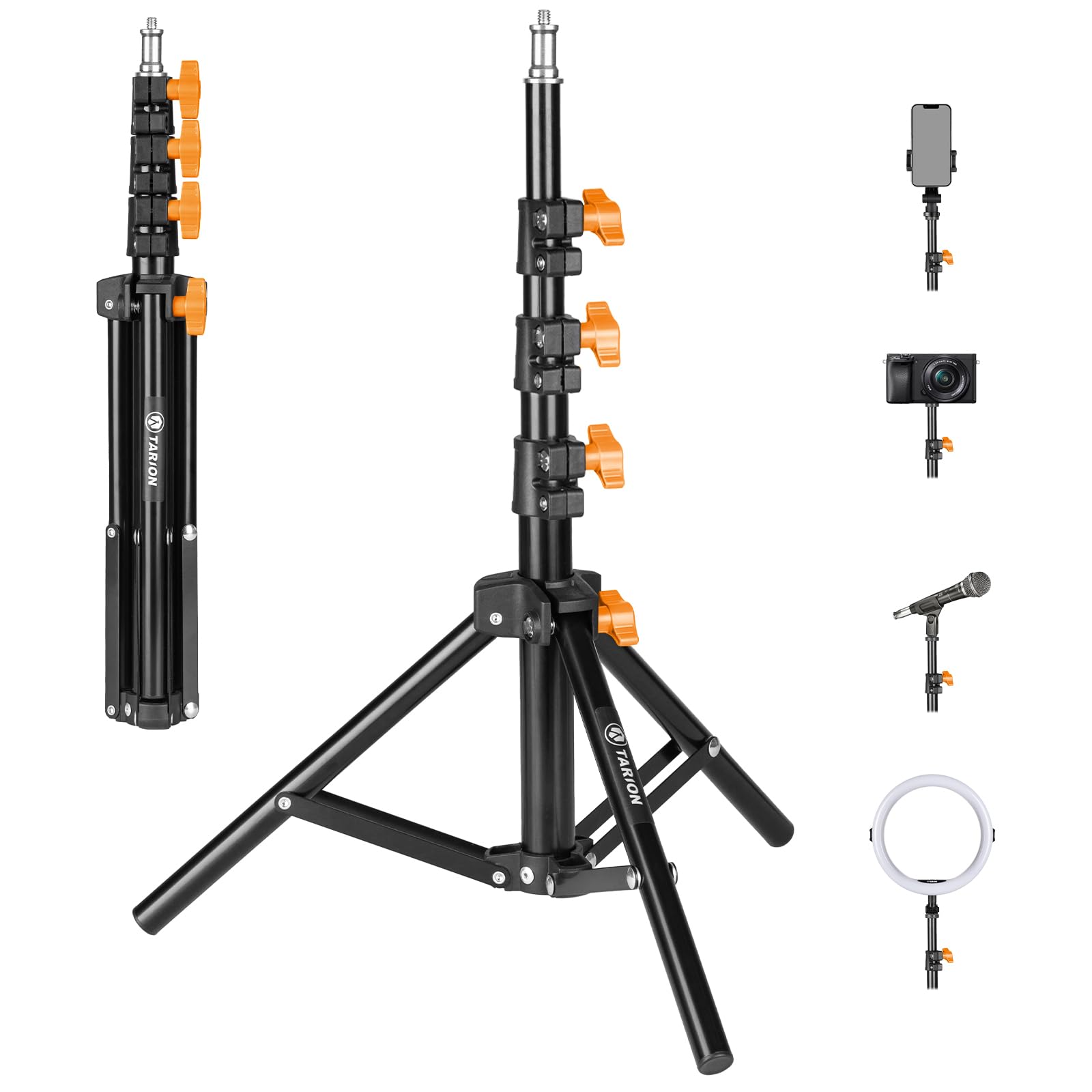 TARION Light Stand for Cameras Studio - 51"/130cm Portable Lighting Tripod Stand Mini Photography Light Stand Lightweight Foldable Tripod Stand Compact for Video Recording Videography TLS-02
