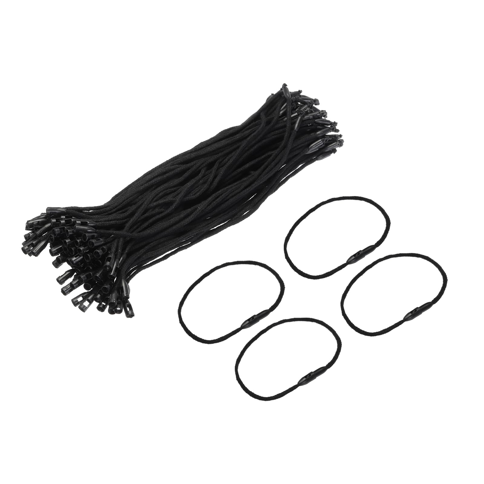 Photo 1 of MECCANIXITY Polyester Rope Hang Tag String Snap Lock Pins Loop Price Tag Fastener Plastic Tags Ties 190mm/7.48 Inch Length,1.5mm/0.06 Inch Dia,Pack of 200,Black