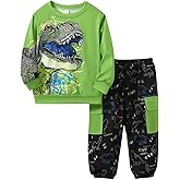 WMHNEI Toddler Baby Boys Dinosaur Clothes Long Sleeve Top & Pants Casual Wear 2-7 Years Fall Outfits Set