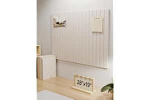 Fluxynara Felt Bulletin Board Tiles -28"x19" with 40 Adhesive Tabs, Small Slat Wall Alternative for Office Decor, Push Pin Board Wall Organizer -6-Pack(Oatmeal)