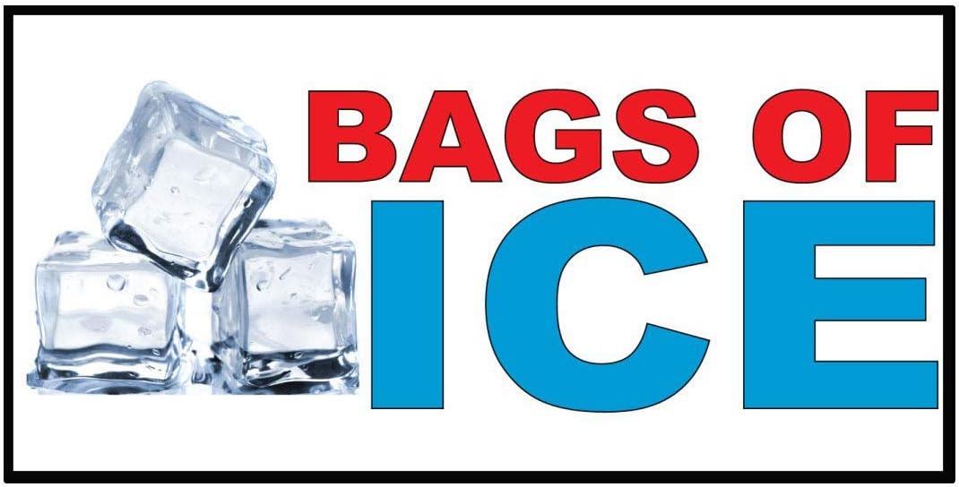 Bags of Ice Red Blue Food Bar Restaurant Food Truck Decal Sticker Retail Store Sign 9.5 X 24 Inches