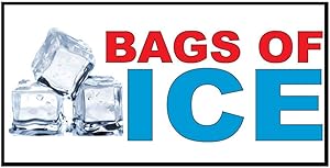 Bags of Ice Red Blue Food Bar Restaurant Food Truck Decal Sticker Retail Store Sign 9.5 X 24 Inches