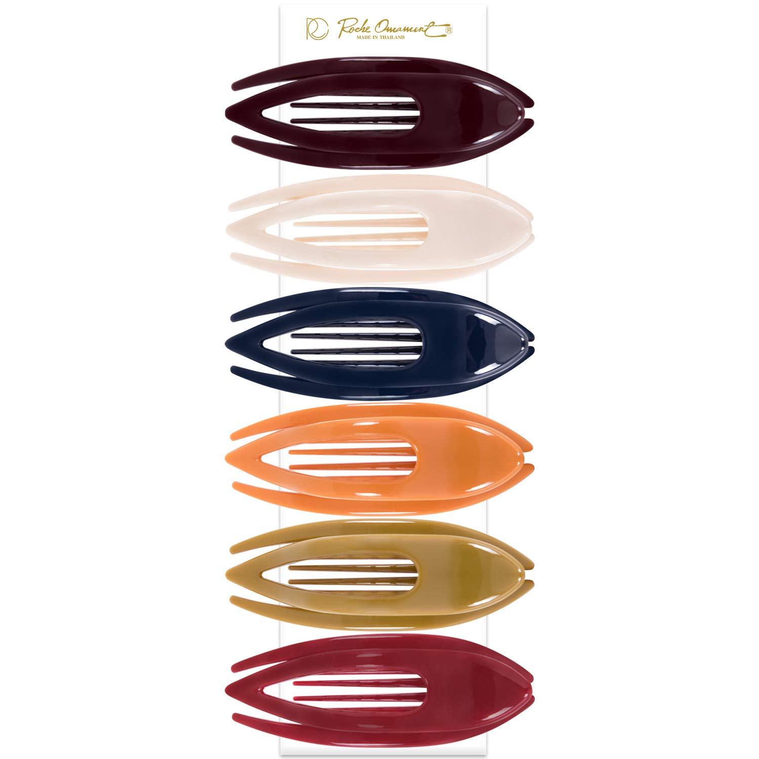 RC ROCHE ORNAMENT 6 Pcs Womens French Concord Curved Hair Clip No Slip Strong Grip Comfortable Hold Girls Ladies Beauty Accessory Pin Teeth Clamp, Large Classic Multicolor : Beauty
