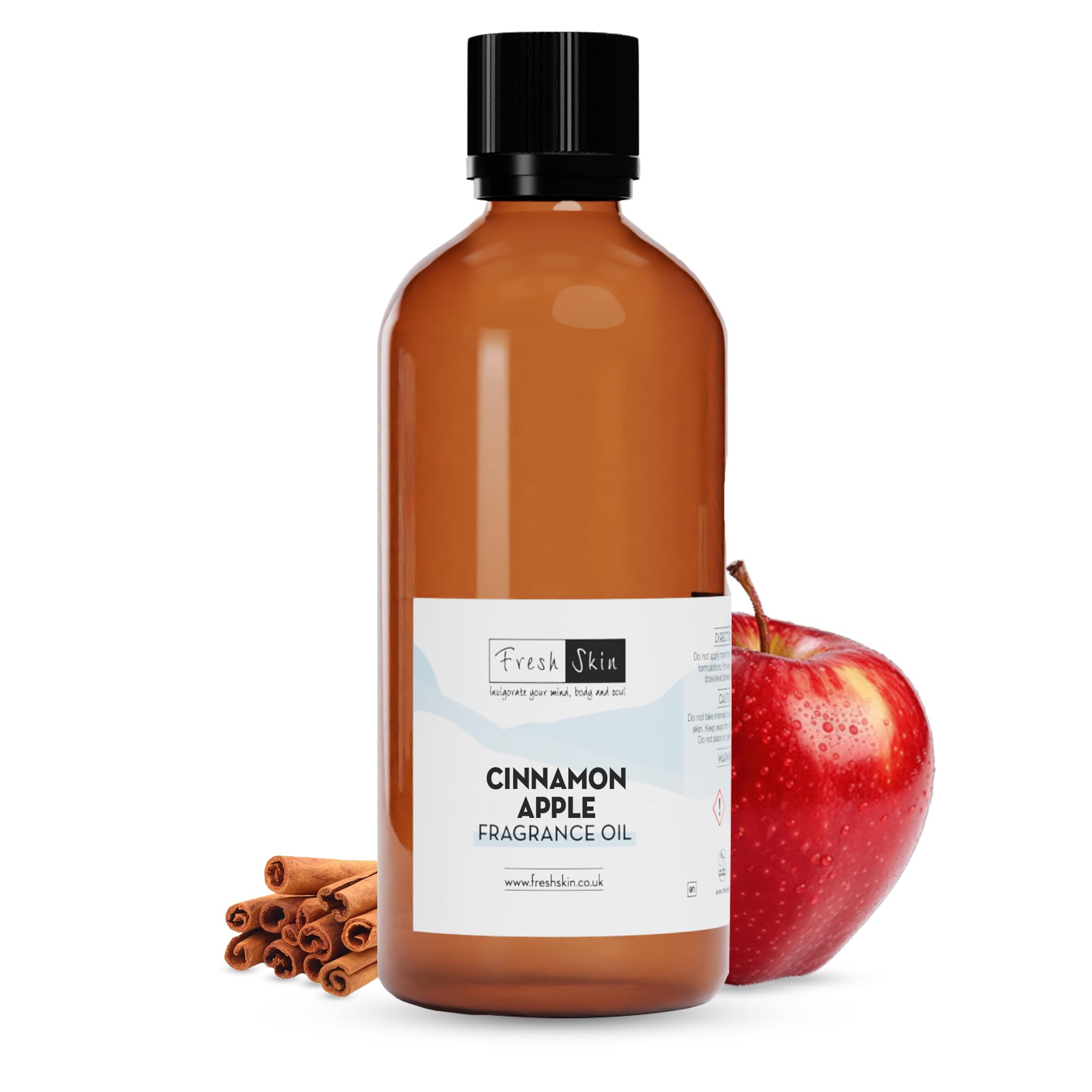 freshskin beauty ltd | Cinnamon Apple Fragrance Oil 100ml - Candles, Bath Bombs, Soap Making, Reed Diffusers & Wax Melts - Cosmetic Grade - Vegan Friendly