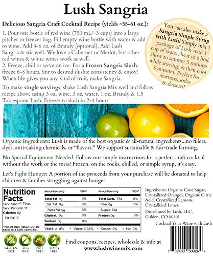 Lush Wine Mix - Organic Mix for Wine Slushies & Simple Syrup Cocktails (Spring & Summer 6-pack - Original, Sangria, Moscow Mule, Strawberry Basil Lemonade, Ginger Hibiscus, Cosmo) - Thumbnail 2