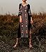 R.Vivimos® Women Cotton 3/4 Sleeve V Neck Side Split Long Dresses + Lining 2 Piece