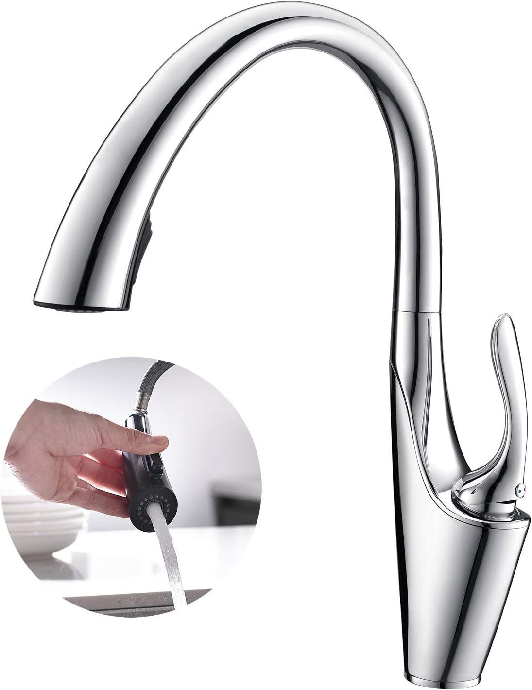 Kitchen Taps Pull Out Chrome Finish Single Lever 1 Hole Mount Pull Out