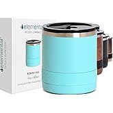 Elemental Recess Lowball Tumbler, 10oz Triple Wall Stainless Steel Cup with Non-Shattered Tritan Lid, Insulated Whiskey Glass, Insulated Coffee Tumbler Mug for Hot & Cold Drinks - Robin's Egg