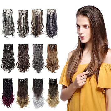 Amazon Com 23 Ombre Dip Dye Long Curly Clip In Hair Extensions