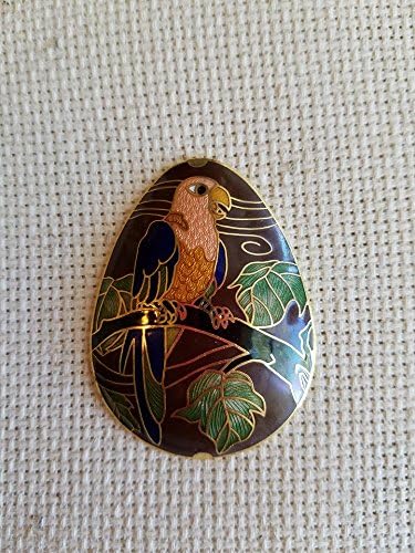 Needle minder, Cloisonné Parrot (Brown)