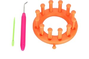 Round Knitting Loom Kit for DIY Wool Yarn Flowers & Hats, Small Craft Tool Set with Plastic Needle & Crochet Hook for Hand We