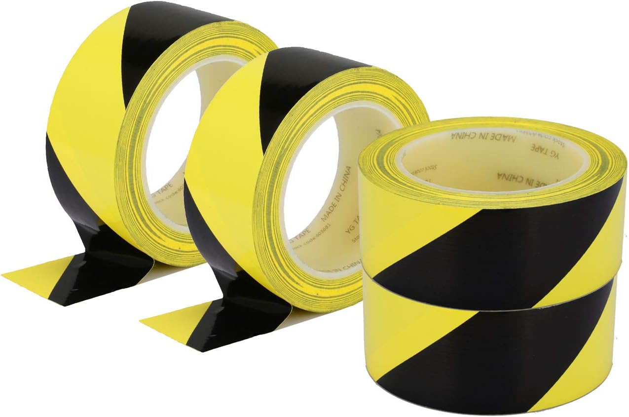 Hazard Warning Safety Stripe Tape 36 Yards x 2” x 4 rolls Yellow Black