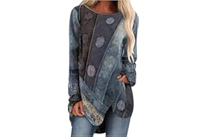 SHOPESSA Blouses for Women Dressy Fashion Long Sleeve Loose Western Shirts Vintage Tunic Tops to Wear with Leggings