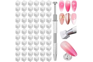 ESUOHYM 150 PCS Soft Nail Sponges For Ombre and Aura with Grabbing pen Nail Art Brushes for Blending Ombre Gel Nail Tech Design Manicure Tools Accessories supplies for Salon and Home White