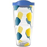 Tervis Pickleball Paddle Pattern Made in USA Double Walled Insulated Tumbler Travel Cup Keeps Drinks Cold & Hot, 24oz, Blue Lid